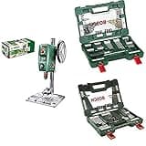 Bosch Tischbohrmaschine PBD 40 + Bosch 91tlg. Titanium-Bohrer- und Bit Set V-Line + Bosch 83tlg. V-Line Titanium-Bohrer- und Bit-Set mit LED-Taschenlampe und Rollgabelschlüssel