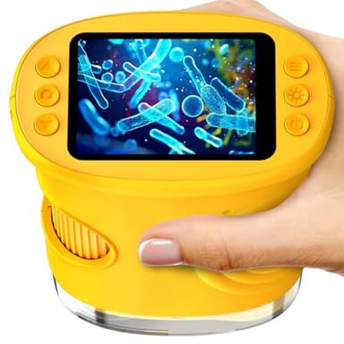 Mikroskop für Kinder, 1080P HD 2.0" Bildschirm Taschenmikroskop, Ashfly Handy Digital Microscope LED Lights -Anschluss an PC, Mini-Mikroskop draussen Geschenke für 4-12 Jährige Orange
