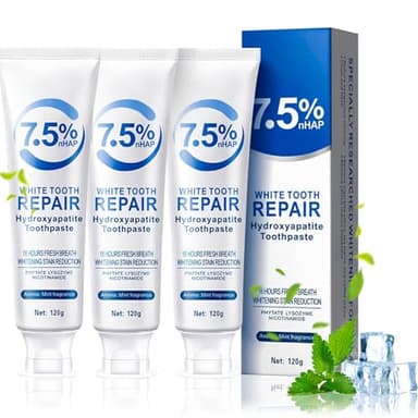 UptVin 3 Stück Hydroxylapatit Zahnpasta, Hydroxyapatite Toothpaste Zahnpasta ohne Fluorid Sanfte Minze für Empfindliche Zähne Zahnschmelzschutz Frischer Atem