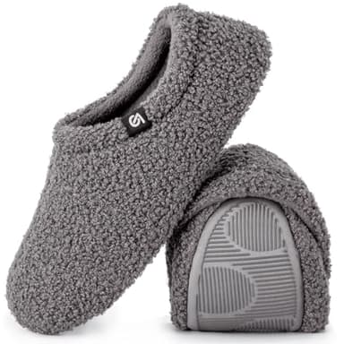 VeraCosy VeracCosy Damen Memory Foam Plüsch Hausschuhe Antirutsch Baumwolle Pantoffeln Mit Polar Fleece-Futter, 38/39 EU, Grau