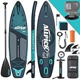 ALLPICK Stand Up Paddling Board, Komplettes Zubehör, Mit Universal Kamerahalterung, Pumpe, Finnen, SUP Aufblasbar Board Set, Anfänger und Fortgeschrittene, 150kg/180kg, Leuchtendes Grün