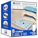 Vakuumbeutel für Kleidung mit elektrischer Luftpumpe, 8er Pack (2Jumbo/2groß/2mittel/2klein), Vakuumbeutel für Bettdecken, Matratzen, Decken, Kissen, Bettwäsche, Reisen, Umzug