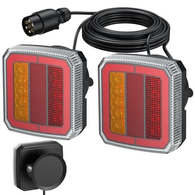 AUTOUTLET LED Anhänger Rückleuchten, 12-30V 40 LED Universal Rückleuchten Set Anhänger mit 7,35M Kabel, 7-polig PKW LKW Beleuchtung Wasserdichte IP65 & E57 E9 Mark für Caravan Vans - Magnet-Montage