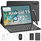 Blackview Mega2 Android 15 Tablet 12 Zoll mit Tastatur, 24GB RAM+256GB ROM, 2K FHD Großes Display Gaming Tablet, Dual 4G LTE+5G WiFi,Octa Core T615, 9000 mAh Akuu, WideVine L1,Dual Kamera,Face ID,GPS