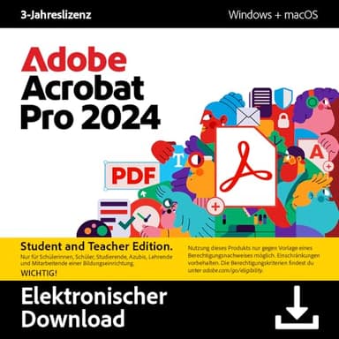Acrobat Pro 2024 | Student & Teacher | PDF's erstellen, bearbeiten, signieren und teilen |3 Jahreslizenz│PC/Mac│Digital Download