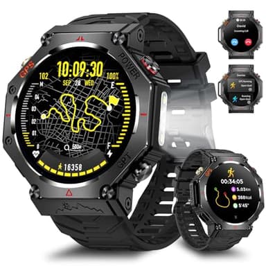 GPS Smartwatch Herren, 2026 Militär Smartwatch Sportuhr, 1.39'' Fitnessuhr Smart Watch für Android und ios, Wasserdichte Fitness Tracker mit Telefonfunktion/Herzfrequenz/AI/ChatGPT/über 100 Sportmodi