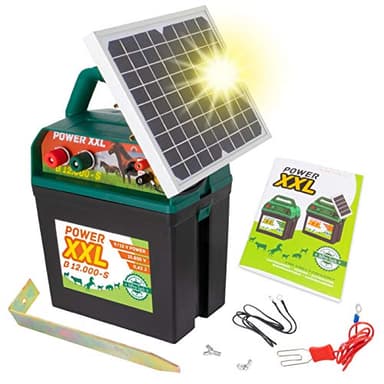 Power XXL B 12.000-S Starkes Solar-Weidezaungerät 9V/12V Megapower, Hocheffektives Solarmodul, Perfekt für Pferde-, Ponyzaun