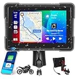 Hikity 5 Zoll Tragbares Carplay Bildschirm für Moto mit Wireless Carplay Android Auto Motorrad navi Display mit Unterstützung Bluetooth/Bluetooth-Headset/TF/Typ-C/Mirror Link/EQ-Einstellung