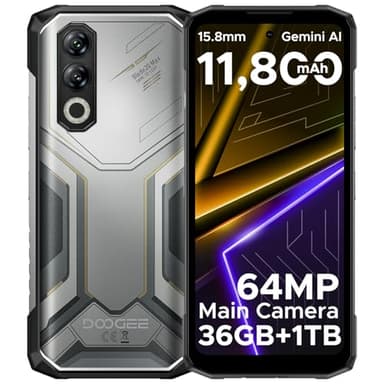 DOOGEE Blade 20 Max AI Android 15 Outdoor Handy, 36GB + 1TB ROM/TF 2TB Outdoor Smartphone Ohne Vertrag,11800mAh/33W, Helio G100 Octa-Core,6.6"+120Hz+64MP AI Kamera,3 Card Slot/4G SIM/NFC/GPS/Face ID