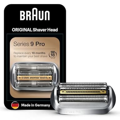Braun Series 9 Pro Elektrorasierer Scherkopf, ORIGINAL Ersatzscherteil vom Hersteller passend für Braun Herren Rasierer Series 9 Pro, 94M, chrom, 1er Pack