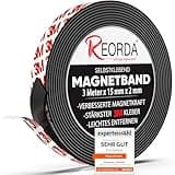 Reorda® Magnetband selbstklebend | Stärkster Halt dank 3M-Kleber | Magnetband mit optimierter Magnetkraft durch Anisotropic Material | Anwendbar in Küche, Schule & Büro