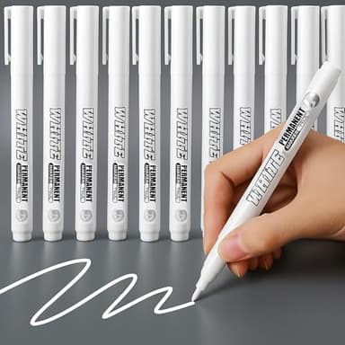 RiyaNed Acrylstifte,Weiß Stift Marker,Geeignet für Holz, Metall, Glas, Stoff, Stein, Reifenmalerei, Fotoalben (12 Pcs)