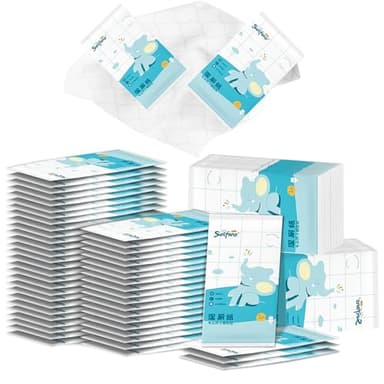 50 Stück Feuchtes Toilettenpapier Einzeln Verpackt mit Kamillen-Extrakt Erfrischungstücher Feuchttücher Toilette Spülbar & Hautfreundlich Wet Wipes Ideal für Reise, Büro & Unterwegs