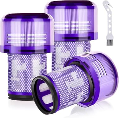 Leadaybetter 3 Stück Ersatzfilter Filter für Dyson V12 Detect Slim Absolute Staubsauger, Waschbar Ersatzteile Hepa Filter Zubehör mit 1 Bürste,Ersetzen Sie # 971517-01