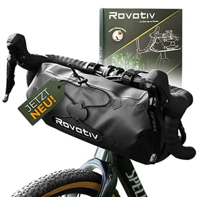 Rovativ® Bikepacking Lenkertasche [9,5 Liter] 100% Wasserdicht - Lenkerrolle - extra Fester Halt - Robustes TPU-Gewebe - für Gravelbike, Rennrad, MTB