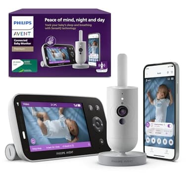 Philips AVENT Philips Premium Connected Videophone, das bisher Beste Babyphone, Schlaf- und Atmungs-Tracking mit KI, Schrei-Interpretation, DEKRA Zertifiziert privat und sicher, SCD973/26