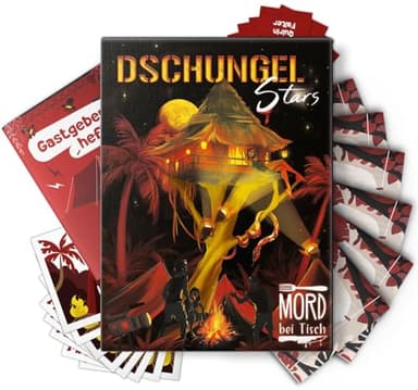 MORD bei Tisch Krimidinner für Zuhause - 4 bis 6 Personen - Der Dschungelstars Fall - Das Krimi Spiel ab 16 Jahren – Ideal als Krimi Dinner für eine mörderische Dinnerparty