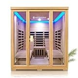 Artsauna Infrarotkabine Billund Dual-Technologie mit 2 Relaxliegen & Tisch - 180x180x190 cm - 2 Personen - Infrarotsauna Infrarot Liegekabine Kabine