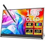 Magedok OLED Tragbarer Monitor 4K, 15.6 Zoll Touchscreen Display DCI-P3 100%, Anti-Glare, 1Ms, MPP Stylus Pen Kompatibel, Laptop Externer Bildschirm Augenpflege Gaming Computer Display W/Stand Sliver