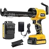 TaskStar Akku Kartuschenpresse, Elektrische Kartuschenpistole mit 2,0Ah Akku, 5 einstellbare Geschwindigkeiten, 300ML Kartuschenpistole mit LED-Licht, Silikonspritze Akku zum Füllen (Yellow)