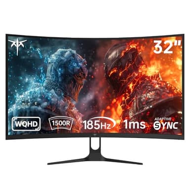 KTC Curved Gaming Monitor 32 Zoll | QHD@185Hz (OC) | 1ms Reaktionszeit | HVA Panel, 1500R Krümmung | 96% DCI-P3, 99% sRGB, 1,07 Mrd. Farben | HDR10 | VESA 100×100mm | Low Blue Light, Flicker-Free | H3