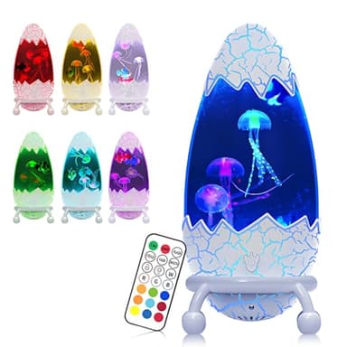 XPJBKC Quallen lampe, Fantasy Jellyfish Lamp mit 13 Farben und Fernbedienung, Dinosaurier-Eier, Lavalampe, LED Quallen Aquarium Lampe für Home Decor Weihnachten Geburtstag Geschenkee, Weiß