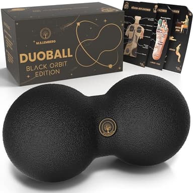 M.S.Lemberg Duoball Faszienball für Selbstmassage - Rücken, Nacken, Schulter, Wirbelsäule & Beine - Massageball Twin Peanut Duo Ball Faszienrolle - Doppelball klein 8cm - Black Orbit Edition