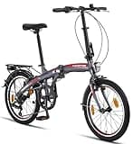 Licorne Bike Phoenix 20 Zoll Aluminium Faltrad Klapprad V-Bremse Faltfahrrad Herren Damen,7 Gang Kettenschaltung Folding City Bike Alu-Rahmen StVZO Vorderlampe Hinterlampe