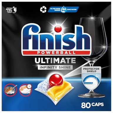Finish Ultimate Infinity Shine Citrus Spülmaschinentabs – Geschirrspültabs für Tiefenreinigung, Fettlösekraft und Glanz mit Schutzschild – 80 Finish Caps