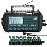Roxicosly Kurbelradio, Notfallradio mit 12000 mAh Power Bank, AM/FM/SW Baustellenradio, Kurbel & 5-Wege Solar Radio mit Weltempfänger, Als Taschenlampe & Ladegerät, für Outdoor, Camping, Baustellet
