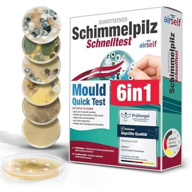 Schimmeltest für zu Hause - Schimmelpilz Test für bis zu 6 Räume - Schimmelpilz Schnelltest zur Einschätzung der Luftqualität hinsichtlich einer Schimmelpilzbelastung in Innenräumen