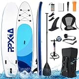 Stand Up Paddling Board mit Sitz, Aufblasbare SUP Board Surfboard Tragkraft bis 200Kg, Paddelboard Surfboard Zubehör für Anfänger Erwachsene Kinder (Blau, 320 x 82 x 15 cm)