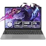 15.6" Laptop Computer,16GB DDR4 1TB SSD,Quad-Core Celeron N95 CPU(Bis zu 3.4GHz),Student/Business Laptop mit 1080P FHD Display,44WH Akku,2.4/5G WiFi,Webcam,USB 3.0,Hintergrundbeleuchtete Tastatur
