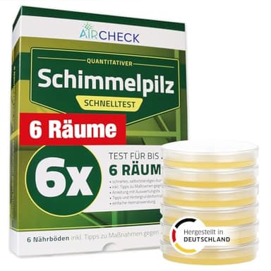 Schimmeltest Wohnung – Schimmeltester für 6 Räume – Schimmelpilz Schnelltest mit Nährboden zur Einschätzung der Raumluft