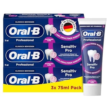 Oral-B Professional Sensitiv Pro Beruhigendes Gefühl Zahnpasta - 3x75ml, Zahncreme/Toothpaste, Made in Germany, Eukalyptus und Minze Geschmack