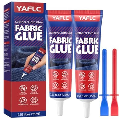 YAFLC Textilkleber Waschmaschinenfest 75mlx2, Stoffkleber textilkleber, Textilkleber Textile Adhesive für Stoffe Textilien Baumwolle, Leder, Jeans