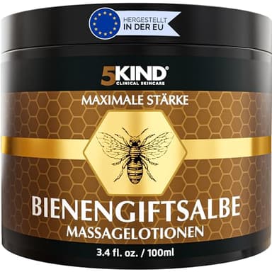 5Kind Bienengiftsalbe Maximale Stärke 100ml - Bienengiftcreme - Bee Cream Natürlich Massage für Gelenke & Muskeln, Lendenwirbelsäule, Knie, Nacken, Schulter & Füße - Verantwortungsbewusst Gewonnen