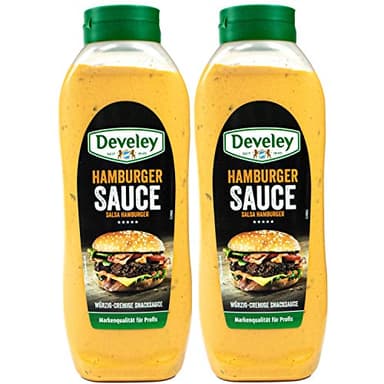 Develey - 2er Set Original Hamburger Sauce mit feinen Gurken- und Zwiebelstückchen 875 ml - Würzig cremige Hamburgersoße - Soße geeignet für Burger, Sandwich und Gegrilltem - (Classic Burgersauce)