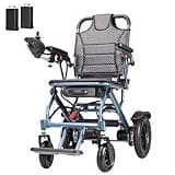 ByteTecpeak D04 Elektrischer, faltbarer Leichtgewicht-Rollstuhl mit Doppelbatterie – herausnehmbare 2x 10AH Lithium-Batterien, 500W Motor, 150 kg Tragkraft, ideal für Reisen