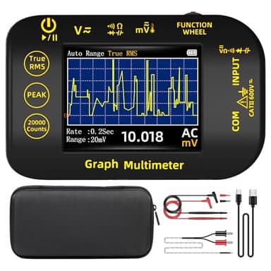 BSIDE Digital Multimeter Messgerät 20000 Zähler mit Aufzeichnungsmodus Taschenmultimeter TRMS Wiederaufladbar 1000V mit Farb-LCD und Standfuß, Spannung Millivolt AC Peak Kapazität Temperatur Messen