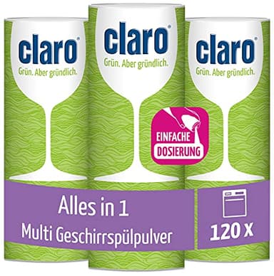 Claro Multi Alles-in-1 Geschirrspül-Pulver - Phosphatfrei & Umweltfreundlich - Öko-Spülmaschinen-Pulver - 3x 800 g