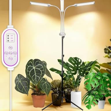 Secefeao Pflanzenlampen LED Vollspektrum 315 LEDs, Pflanzenleuchte Pflanzenlicht mit Ständer Pflanzen LED Wachstumslampe für Pflanzen mit Zeitschaltuhr 3 Farbmodi 10 Lichtstärken (315 LEDS Stand)
