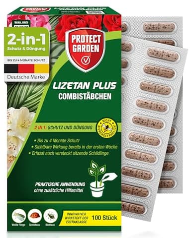PROTECT GARDEN Lizetan Plus Combistäbchen, Langzeit-Schädlingsfrei und Premium-Dünger in Einem, 100 Stück