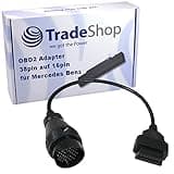 Trade-Shop OBD1 38Pin Mercedes Benz auf 16Pin OBD2 Adapter für alle Mercedes Benz Modelle bis ca. BJ 2000, W124 W140 S202 W202 W203 W204
