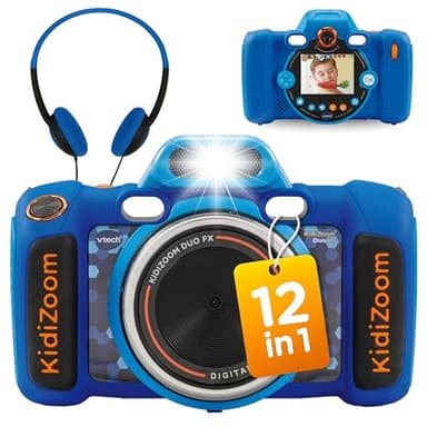 VTech KidiZoom Duo FX I Digitale Kinderkamera mit Selfie- und Videofunktion I Musik, Spiele und Fotoeffekte I Lernspielzeug Technik für kreative Kinder ab 4 Jahren I Für Jungen und Mädchen I Blau