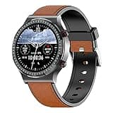 Knauermann Pro 2 (2023) Schwarz - Gesundheitsuhr Smartwatch - OSRAM Sensoren - EKG + HRV Funktion - BT Bluetooth - Schlafapnoe - Blutdruck - Lederfaserband Braun, 14-24