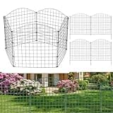 Fiqops Teichzaun Gartenzaun Steckzaun Komplettset Metall 5 Zaunelemente Länge 3,74 m, Inkl 6 Befestigungsstäbe, Hundezaun, Gitterzaun Set für Tierbarriere (Oberbogen,Grün)