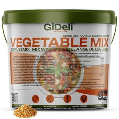GiDeli Suppengewürz 3kg - Gemüsebrühe ohne Salz im Eimer - Trockengemüse ohne Zusatzstoffe, natürlich getrocknet – ideal für Suppen, Soßen & Eintöpfe