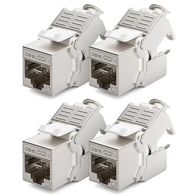 deleyCON 4x CAT 7 Keystone Jack Modul Optimal für CAT7 CAT6 CAT6a Verlegekabel Verbinder Patchkabel Netzwerkkabel STP Schirmung RJ45 Buchse 1000 MHz 10 Gbit/s Schneidklemme (LSA)