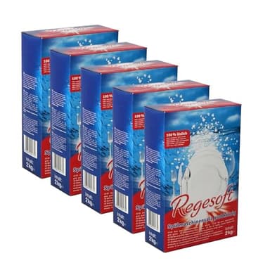 K+S Regesoft 1-6 10kg Geschirrspülsalz | 5 x 2kg Packung Spülmaschinensalz | Spezialsalz gegen Kalk Wasserflecken | Glänzendes Geschirr | Weiches Wasser